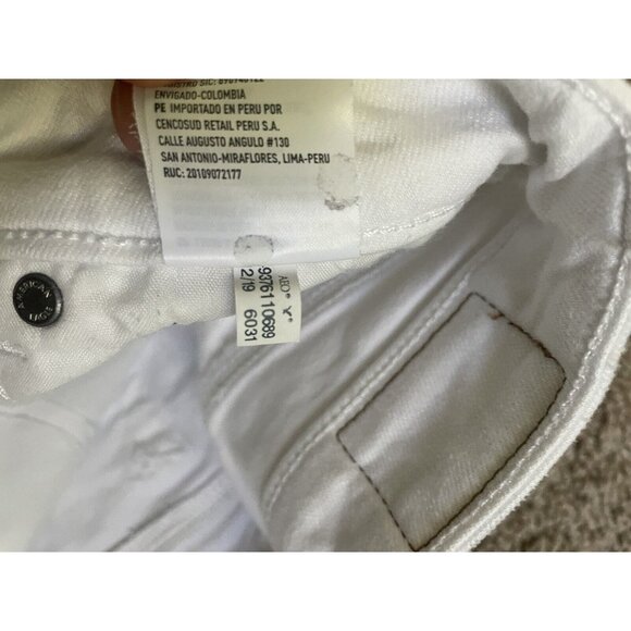 American Eagle Shorts Women Sz 0 White Denim High Waisted Distressed Raw Hem - Picture 9 of 9